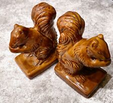 Vintage Bookends Glazed Ceramic Brown Squirrels Van Briggle picture