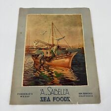 Vintage 1932 A. SABELLA'S Fisherman's Wharf Menu San Francisco California Iconic picture
