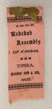 3646 - IOOF Odd Fellows Rebekah Assemble Ribbon, Topeka, KS 1900 picture