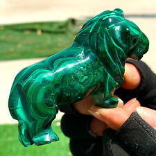 233G Natural glossy Malachite Crystal  Handcarved lion mineral sample picture