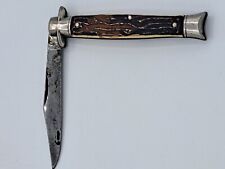 Vntg 4” Colonial Prov USA Bowtie Fishtail Folding Pocket Knife w/ Faux Bone Hndl picture