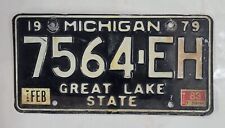 1979 MICHIGAN Vintage License Plate ~ 7564 EH ~ 1983 Sticker 🔥FREE SHIPPING🔥 picture