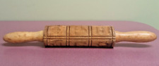 VINTAGE Rustic Springerle Carved Rolling Pin w/ 3 Design Slots 4 Rows Good Cond. picture
