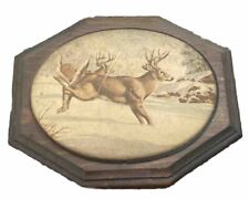 Vintage 1970s Beaded Glass Whitetail Deer Wall Plaque by Pam's Pleasantries picture