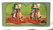Antique 1898 Stereoscope Card #99 Goodbye My Lover Goodbye Children Dressed Up picture