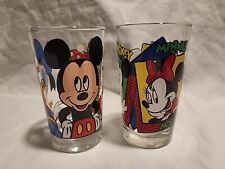 Vintage Disney Mickey Minnie and Donald Anchor Hocking Lot Of 2 Glass Juice Cup picture