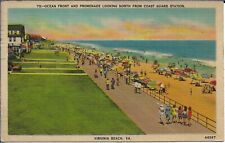 Virginia Beach Postcard Ocean Front Vintage Vacation Travel Linen 1940 Posted picture