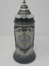Embossed Ceramic BEER Mug Stein w/ Zinn Pewter Lid ~ DEUTSCHLAND Coat de Arms picture