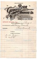 Vintage Grace Bros. Brewing Co. 1916 Billing Statement Santa Rosa CA Item2D picture