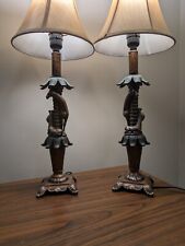 Pair of Giraffe Lamps with Palm Tree Accents & Shades picture