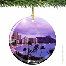 Waikiki Hawaii Landmark Porcelain Ornament - US Island Skyline Christmas Gift picture