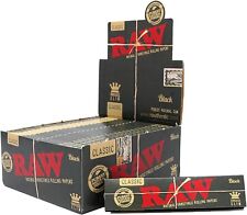 AUTHENTIC 50 Packs Box Raw Black Classic King Size Slim Natural Rolling Papers  picture