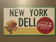 Vintage RARE 1950’s NEW YORK DELI Coca Cola wooden sign 48”X26” custom lettering picture