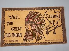 Antique 1906 Well You Great Big Indian Smoke Up Native American Leather Postcard picture