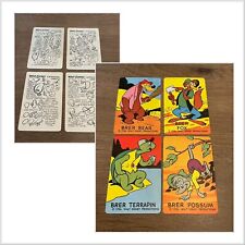 VINTAGE 1956 WALT DISNEY BRER BEAR, FOX,  POSSUM, TERRAPIN CARTOONING CARDS RARE picture