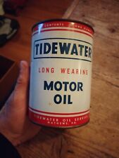 VINTAGE TIDEWATER LONG WEARING MOTOR OIL 1 QUART  EMPTY  picture