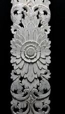 Balinese Lotus Wall art Panel Architectural hand Carved Wood Relief Whitewash picture