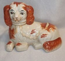 Staffordshire Dog King Charles Spaniel Puppy Hand Painted Laying 5.25