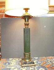Vintage Cold Cast Brass Fluted Column Greco Wrestling Marble Base Table Lamp WOW picture