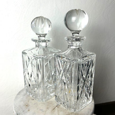 Vintage Atlantis Full Lead Crystal Decanter Hand Blown & Cut For Block Set Of 2 picture