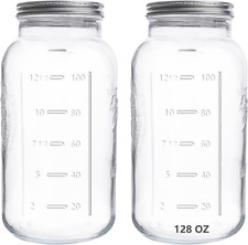 128 Oz Mason Jars Wide Mouth 2 Pack 1 Gallon Glass Large Jars with Airtight Lid picture