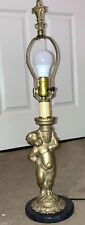 Vintage Hollywood Regency Cherub Lamp On Round Marble Base. ￼16” - To Socket/ picture