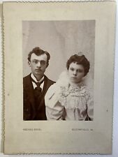 Reeves Bros. Bloomfield, Iowa Antique Couple Photo, Fancy Attire, Black & White picture