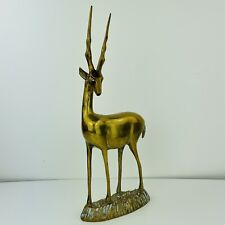 Mid Century Modern Brass Gazelle African Table Statue 16.5” Hollywood Regency picture
