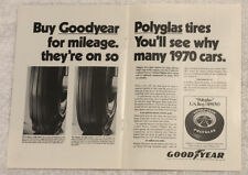 Vintage 1970 Goodyear Tires Print Ad - Two Page Advertisement Polyglas picture