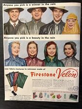 1951 Firestone Velon Rainwear Vintage Ad Print (1950s - Automotive) picture