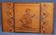 Vintage hand made pyrography wood box soldier picture