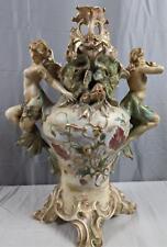 RARE Ant. Art Nouveau Porcelain Vase Nude Woman Venus & Neptune Mermaid Meissen? picture