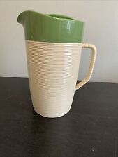 Vintage Raffiaware by Thermo-Temp Pitcher Cream With Green Trim Ribbed picture