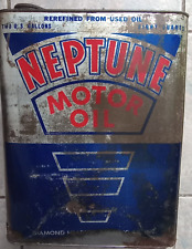 Rare Neptune Motor Oil Can Vintage Antique 2 Gal Empty Diamond Head Petroliana picture