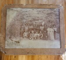 Antique Photo Group Photo In Front Of Large Hay Pile Original picture