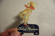 RARE 1930s KING MIDAS STANDING TIN  LITHO POT SCRAPER GENERAL STORE PROMO SIGN picture