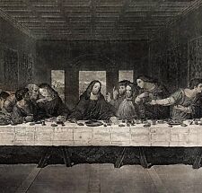 The Last Supper Da Vinci Lacmann Engraving 1868 Victorian Religious Art DWEE27 picture