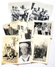 8 WWII Era Original Glossy Photos U.S. Military Soldiers in Uniform & Families picture