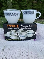 Vintage Pyrex Compatibles Old Town Blue Sugar & Creamer Set Tableware by Corning picture