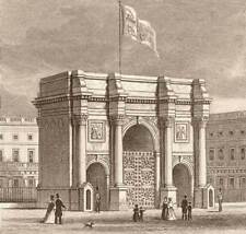MARBLE ARCH. In its original location outside Buckingham Palace. DUGDALE c1840 picture
