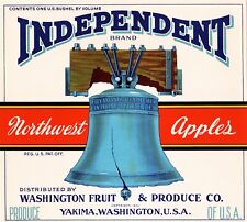 15 Vintage INDEPENDENT Brand Apple Fruit Crate Labels Yakima, Washington picture