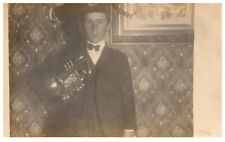 RPPC Trumpeter Trumpet Musician Uniform Band Picture Antique Postcard c.1910 picture