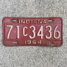 Vintage 1964 Indiana License Plate 71 C 3436 Red White IND-64 picture
