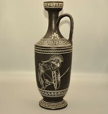 Antique Original Ancient Lekythos Greek Warrior Terracotta Vessel Oil Flask Vase picture