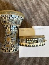 Wood Drum Vintage Africa Doumbek Djembe Goblet Mosaic Mother of Pearl Inlay NEW picture