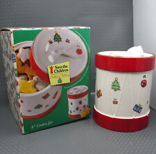 Vintage 1996 Tienshan Christmas Drum China Cookie Jar Save The Children #2328 picture