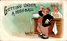 Getting Under a Highball, Drinking Humor 1908 Postcard picture