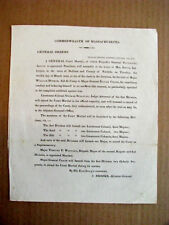 DEDHAM MASSACHUSETTS BROADSIDE OFFICER COURTMARTIAL ORDER 1816 picture