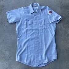 Vtg 50s Mobil Oil Gas Station Attendant Pegasus Collared Shirt Chain Stitch SML picture
