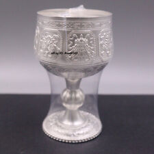 Solid 999 Fine Silver Wine Cup Ancient Style Drinking Cup With Buddhist Pattern picture